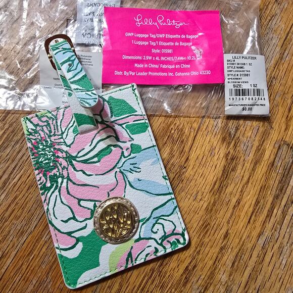 Lilly Pulitzer Spearmint Blossom Luggage Tag Style 015981 Preppy - Picture 1 of 6
